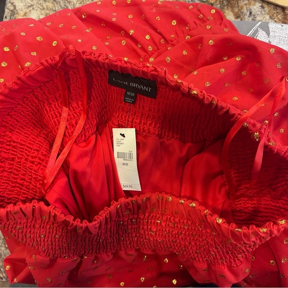 🔥”Lane Bryant” NWT Orange Red Tiered Maxi Skirt w/ Metallic Gold Detailing🔥 - Picture 10 of 12